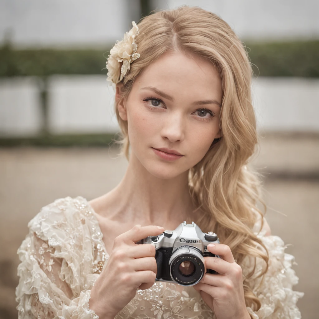 blonde woman, sitting, looking at camera, drinking