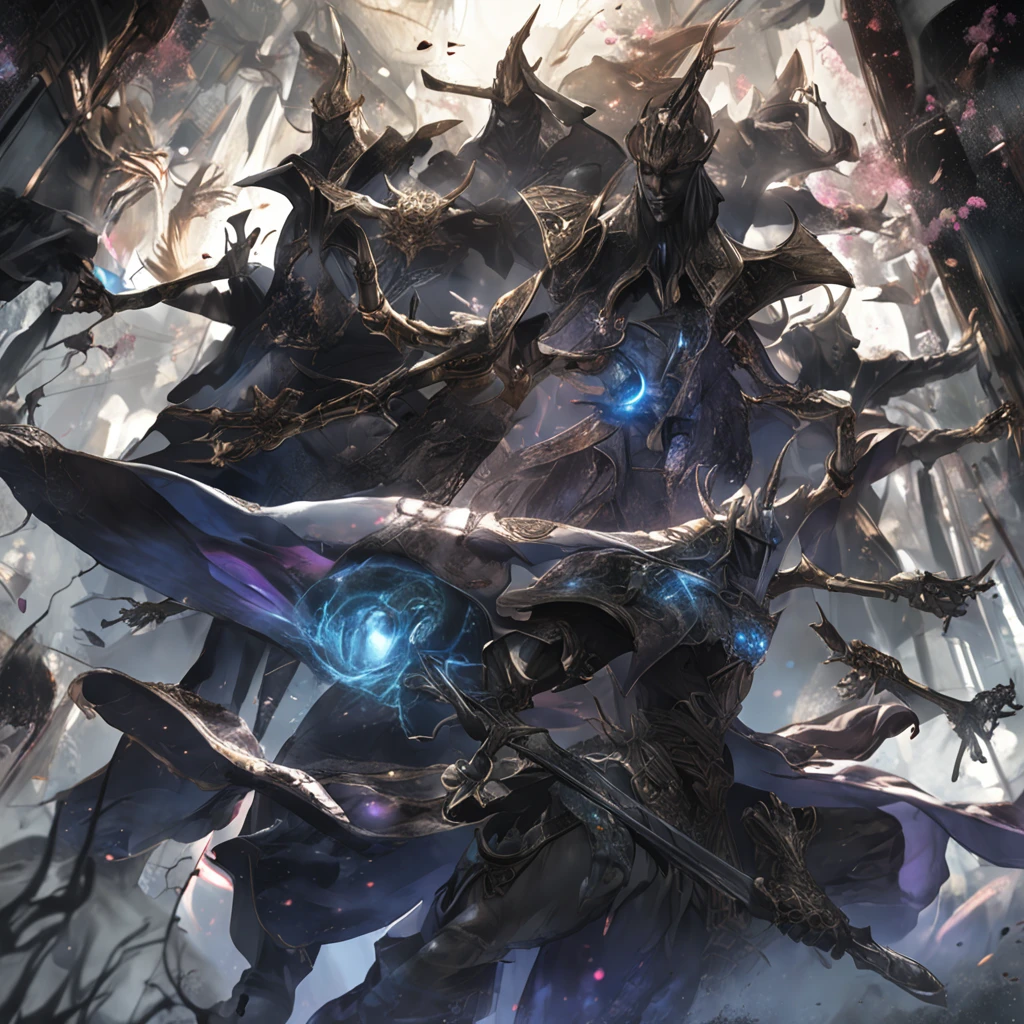 Best quality, Masterpiece, 超高分辨率, (photograph realistic:1.4), surrealism, Dream-like,fusionart, Shadowdancer, shadow magic, darkness control, stealth, shadowstep, umbral spells, hidden blade,