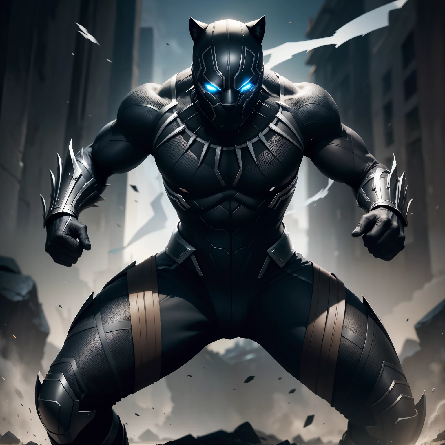 Black Panther - Full Male, fine art, ps5 movie screenshot, With the face of a tiger.. , Do Wankada - Male, black, Detailed movie rendering, Ultra-realistic irradiation, With cinematic lighting