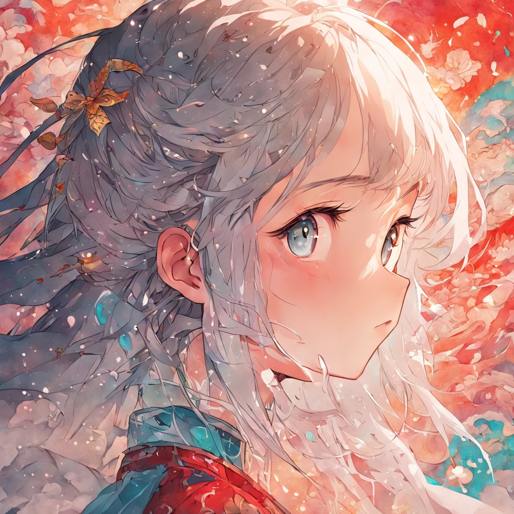 (White background:1.4),(Silhouette of a girl's head, Eyes closed, colorfull long hair, Oriental elements),(Chinese illustration:1.3,paper art:1.3, Quilted paper art:1.2),( reasonable design, Clear lines, High sharpness,Best quality, Very detailed, Masterpiece, movie light effect, 4K )