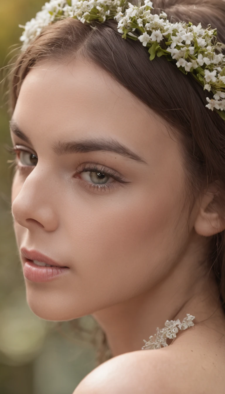 (uma mulher com beleza estonteante, Rodeado por flores de cravo vibrantes em um jardim tranquilo, seus cabelos fluindo em tons de preto, an exquisite composition that captures every detail, A mais alta qualidade, a breathtaking close-up of his flawless face)