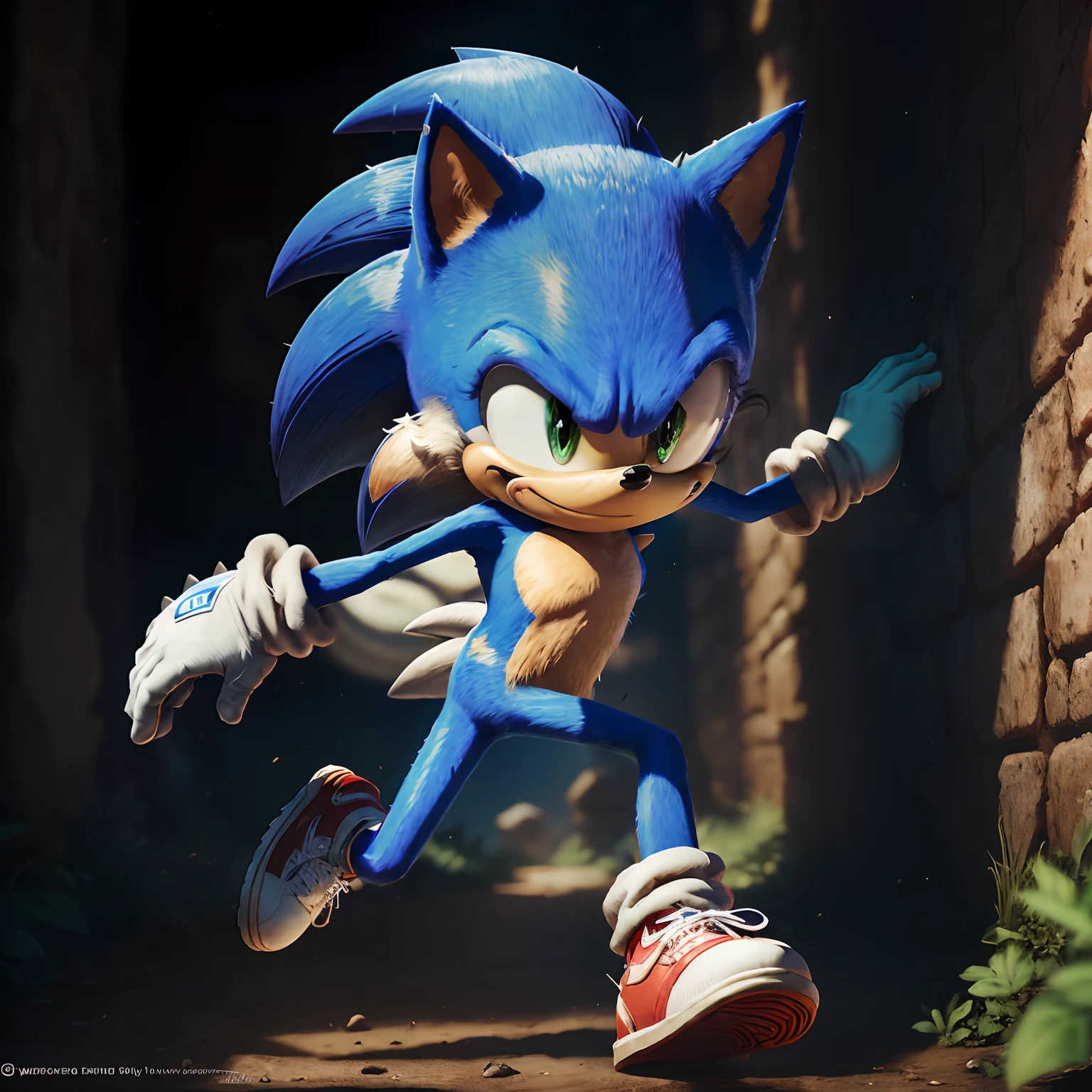 In this ultra-realistic prompt, the character Sonic, known for his speed and agility, is reinvented impressively and tangibly. His image is recreated with a meticulous level of detail, with realistic fur, vivid facial expressions and stunning textures. Every fiber of her body is portrayed to perfection, from her spiky thorns to her tight gloves and iconic sneakers. Sonic's vibrant, intense eyes convey a palpable energy and soul-piercing gaze. Get ready to be immersed in an ultra-realistic experience as you witness the sweeping presence of the famous blue hedgehog from the video game franchise.