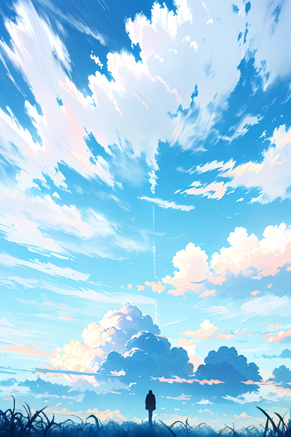 (masterpiece),(best quality) , wallpaper , 8k , no human,(light particules),Dutch angle,hdr,from below,blue-sky,clouds,scenery,