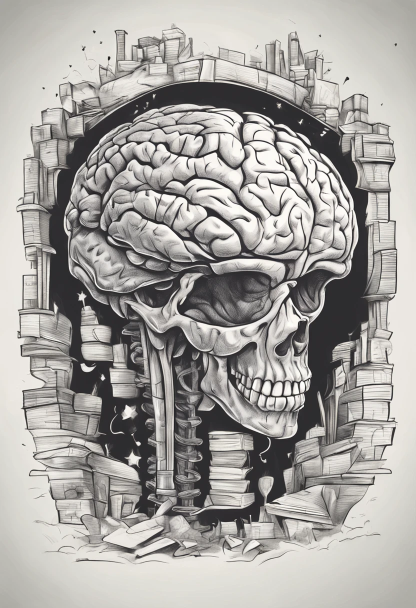a cartoon brain drawn with pencil