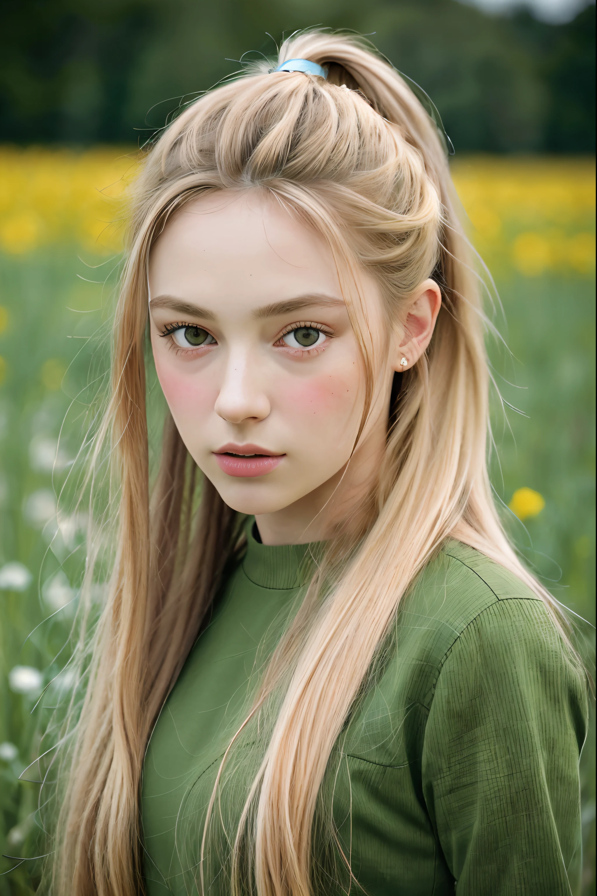 (8K, best quality:1.2), (masterpiece:1.37), (photo, photorealistic:1.37), (ultrahigh-res), full body, walking pose, shot from front, slow motion, 21 year old , beautiful eyes, attractive figure, thin lips, innocent face, (insanely detailed, bloom:1.5), (highest quality, Alessandro Casagrande, Greg Rutkowski, Sally Mann, concept art, 4k), (analog:1.2), (high sharpness), (detailed pupils:1.1), detailed face and eyes, Masterpiece, best quality, (highly detailed photo:1.1), (long blonde Hair, ponytail,ecstatic:1.1), (young woman:1.1), sharp, (perfect body:1.1), realistic, real shadow, 3d, (mustard field background:1.2), (by Michelangelo), photographed by Canan EOS R6, 135mm, 1/1250s, f/2.8, ISO 400