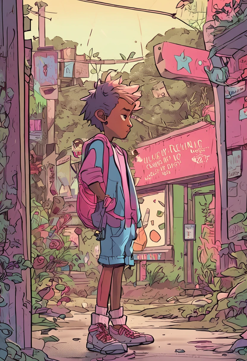 Bobo has shaggy hair and an expression of perpetual surprise. He wears colorful clothes, baggy clothes,Usually stained or torn due to his frequent mischief. And always carry a hanging pink bear with you,Looks sturdy himself