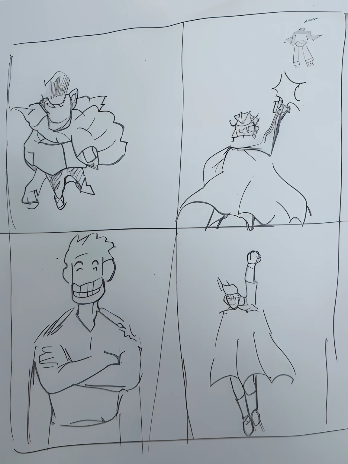 Sketch of a man in a cloak and a woman in a cape, comic drawing, comic concept art, Comic Shade, Comic book inside page, various action pose, stylised comic art, comic page, comic book illustration, Comic book drawing, Comic Panels, comic book panel, one panel comic, actionpose, Comic book page, inspired by theCHAMBA