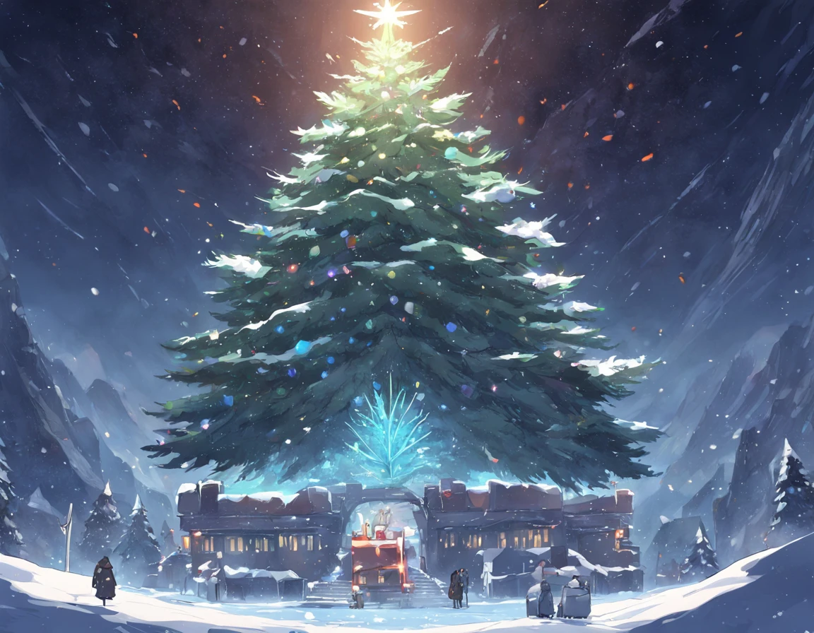christmas tree imitation and snow imitation in a carton box