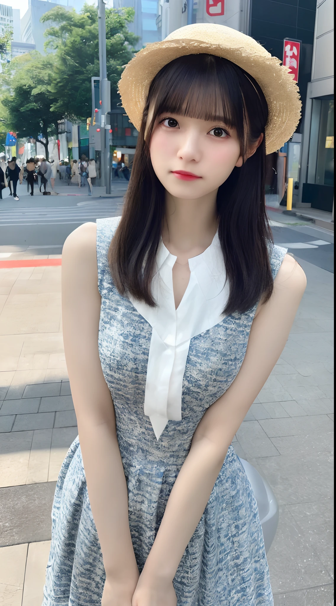A close up of a woman wearing a hat and dress - SeaArt AI