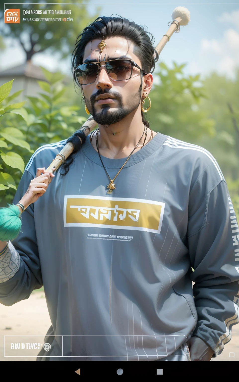 Punjabi rapper with stick