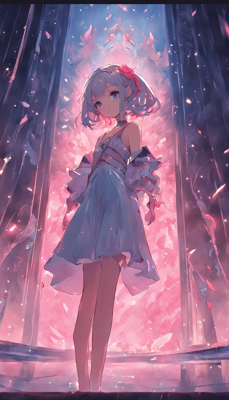 (Singing), (((((Ghost Costume)), skirt, Stiletto heels))), ((Shiny Costumes)), ((skindentation)), skinny, solo, 1 woman, Masterpiece, highest quality, highest quality, 16K, incredibly absurd, highly detailed, 2.5D, ai-generated, delicate and dynamic, very delicate facial expressions, delicate eye depiction, erotic, only sexy woman, ((A cute and kind face)), healthy figure, ((1 woman)), 160cm tall, medium firm swaying bust, (short hair), (pink hair:1.5), bob cut, black eye,, blush, Sweat,Embarrassed,sexy, ((thin thighs)), shiny and lustrous, facing straight at viewer, (((in heat))), ((Oily_skin)), ((Lots of sweat)), ((dutch angle)), ((erotic pose)), (((Dynamic Pose))), ((Transparent and sparkling costume)),