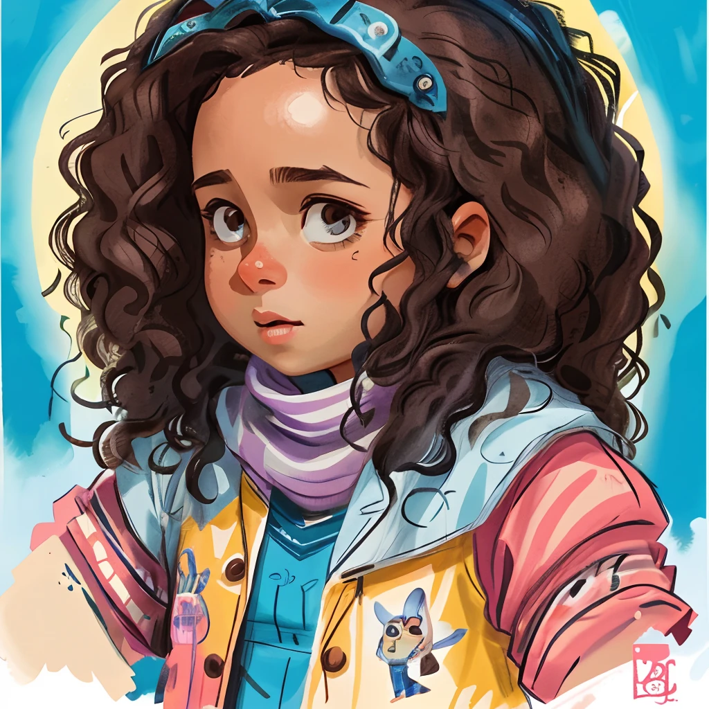 , 06 anos, roupa de bombeira, sentada na escada sorrindo, watching the sunset and playing with garden hose, corpo inteiro, Drawing a face in maximum quality, desenho de rosto em alta qualidade, ficha de personagem, illustration for book, livro infantil, African American girl illustration , com cabelo volumoso castanho longo encaracolado, faixa vermelha, grandes olhos castanhos claros, clipart aquarela, full illustration, 4k, foco nítido, aquarela, pele macia e suave, symmetr, soft-lighting, rosto detalhado, arte conceitual, estilo aquarela, strybk, infantil estilo contos de fadas, chibi kawaii, . Octane, 3D rendering, rosto perfeito, rosto detalhado, rosto delicado, perfect fleshy lips, olhos detalhados. Craig Davison, Aubrey Beardsley, Conrad Roset, Aikut Aidogdu, Agnes Cecil, estilo aquarela