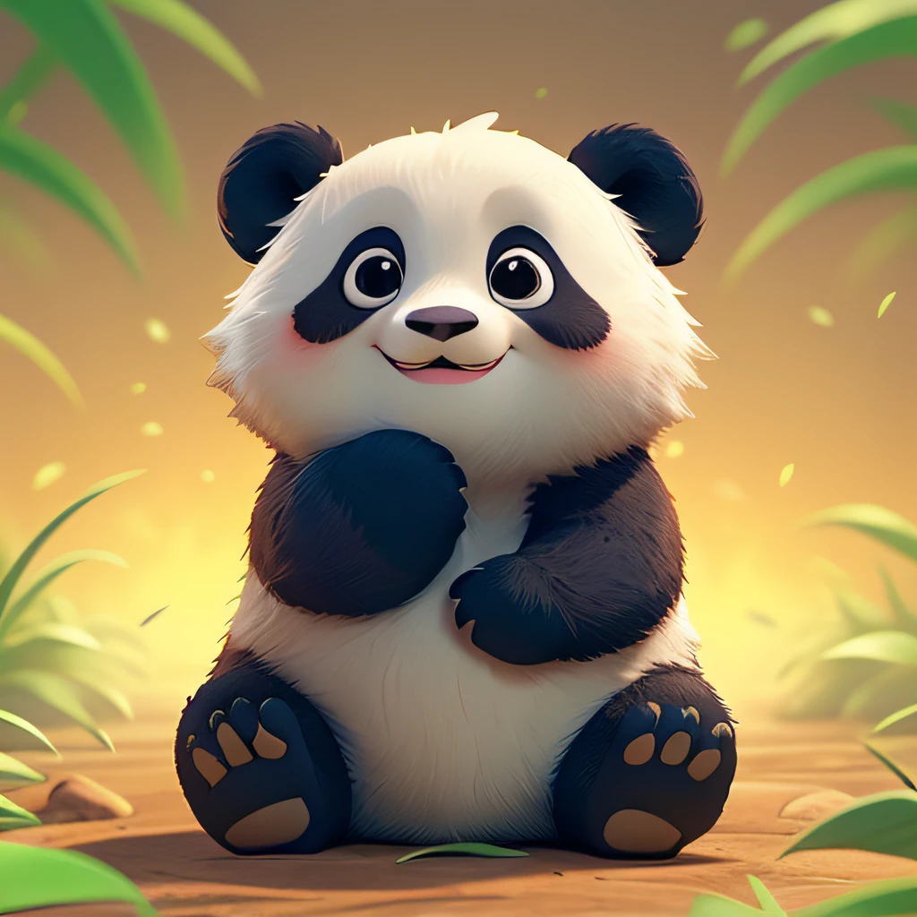 Baby panda，cartoonish style，Furry animals，sleepy-eyed，Lovely。