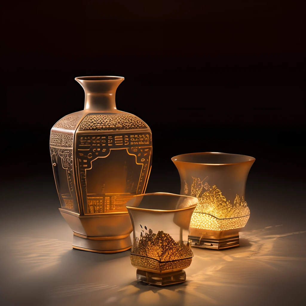 This is an ancient Chinese openwork glass，The background is desert，ultraclear，Designed by the world's top designers