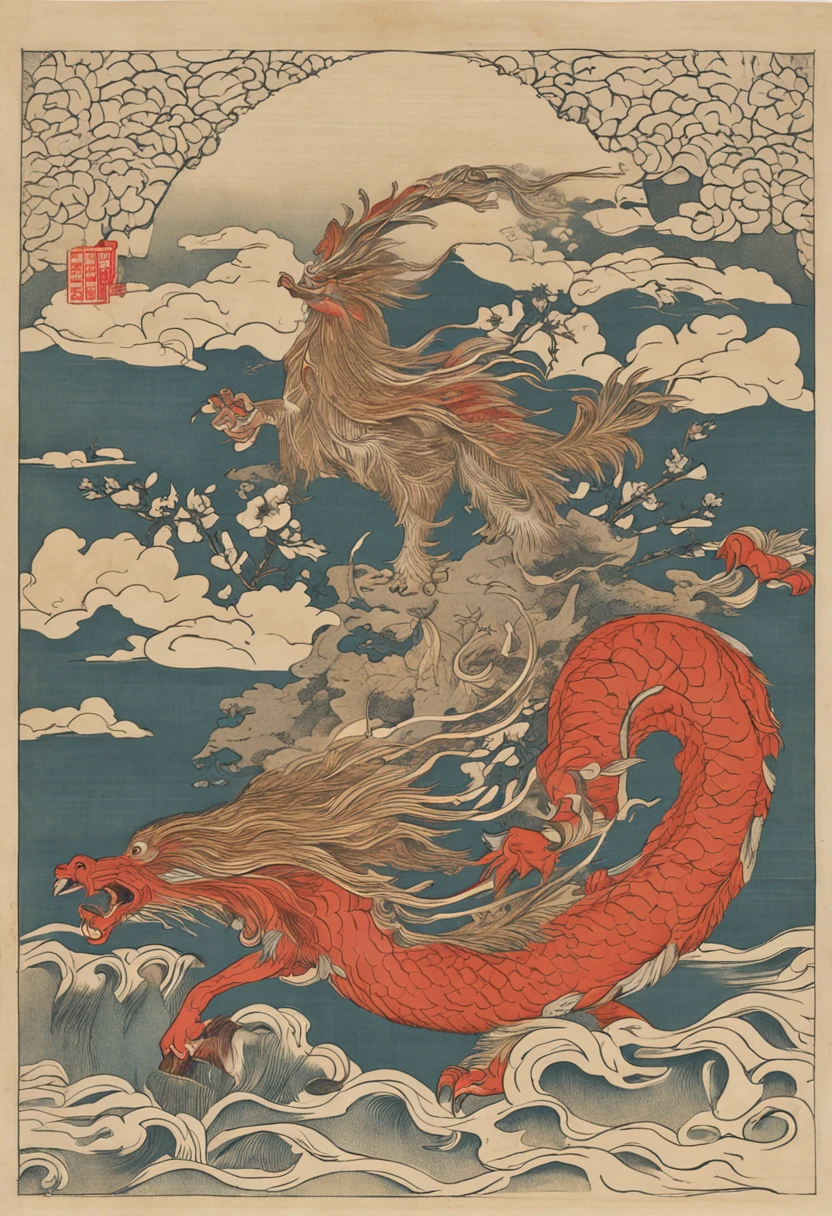 Yamakawa，rios，Sun，Mountain and Sea Lark Scroll，Ancient mythology of the Mountain and Sea Sutra，mythological beasts，manticore