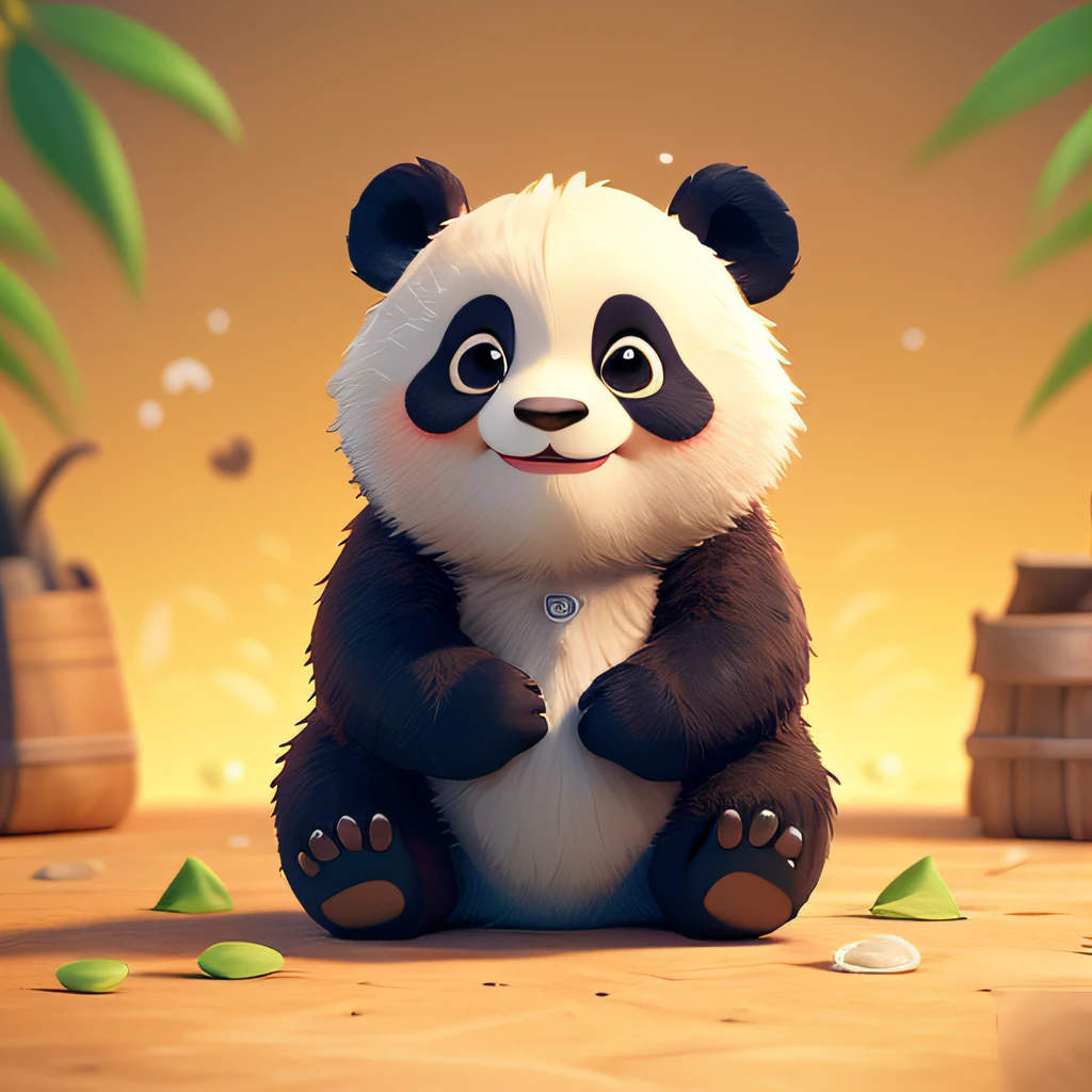 Baby panda，cartoonish style，Furry animals，sleepy-eyed，Lovely。