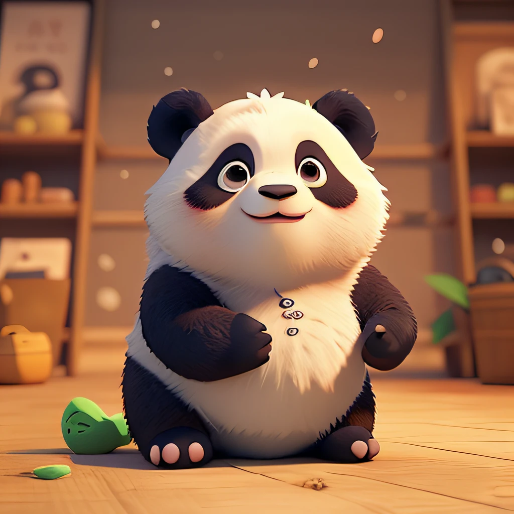 Baby panda，cartoonish style，Furry animals，sleepy-eyed，Lovely。