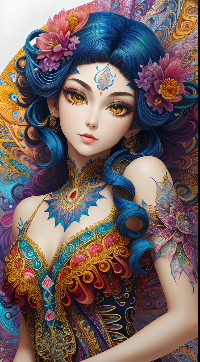 (masterpiece, top quality, best quality, official art, beautiful and aesthetic:1.2), (1girl:1.3), extremely detailed,(fractal art:1.2),colorful,highest detailed,(zentangle:1.2), (dynamic pose), (abstract background:1.5), (treditional dress:1.2), (shiny skin), (many colors:1.4), upper body, masterpiece, best quality,high quality,highres, 16K,RAW,ultra highres,ultra details,finely detail,an extremely delicate and beautiful,extremely detailed,real shadow, anime,highly detailed painted,award winning glamour paintting,wonderful paintting,art style,stylized,