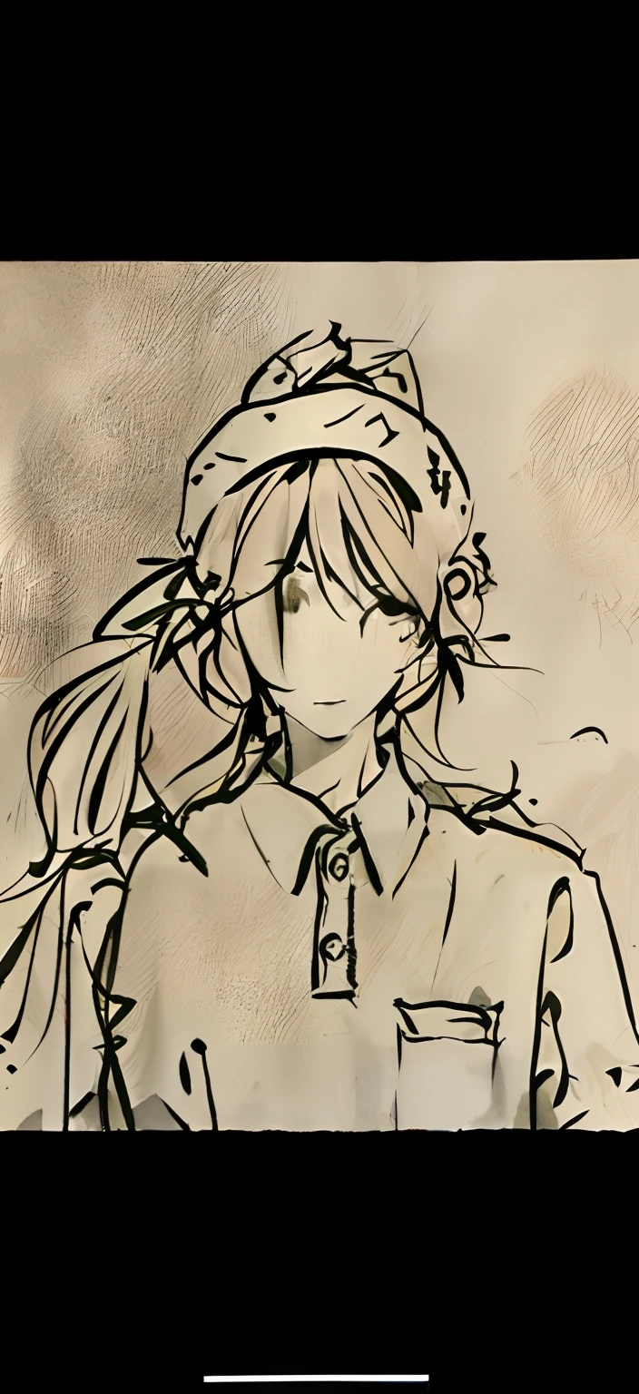 Draw a high school boy with long hair and a hat, flat anime style shading, anime sketch, anime shading), subtle anime style, anime shading, Simple drawing, 🤤 girl portrait, in an anime style, anime style drawing, traditional drawing style, an anime drawing, semirealistic anime style, simple shading, sketched, Anime style portrait, Line sketch!!, Anime Paintings