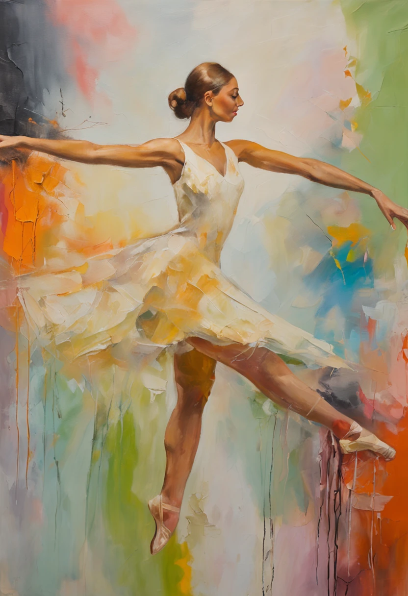 A girl in a white dress is dancing ballet elegantly