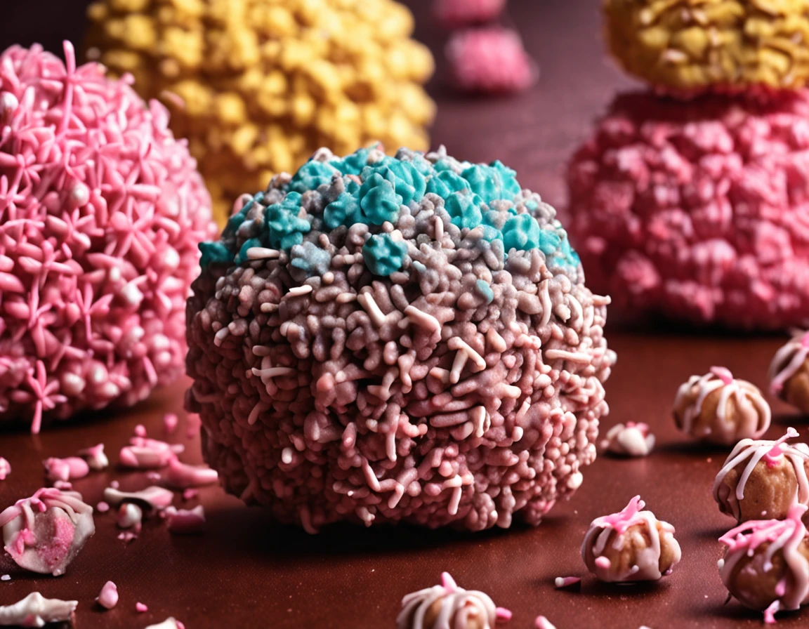um prato de festa com 5 brigadeiros brasileiros, Vista lateral, fotorrealista, hiperdetalhado, intrincado, foco nítido, authentic with good lighting,