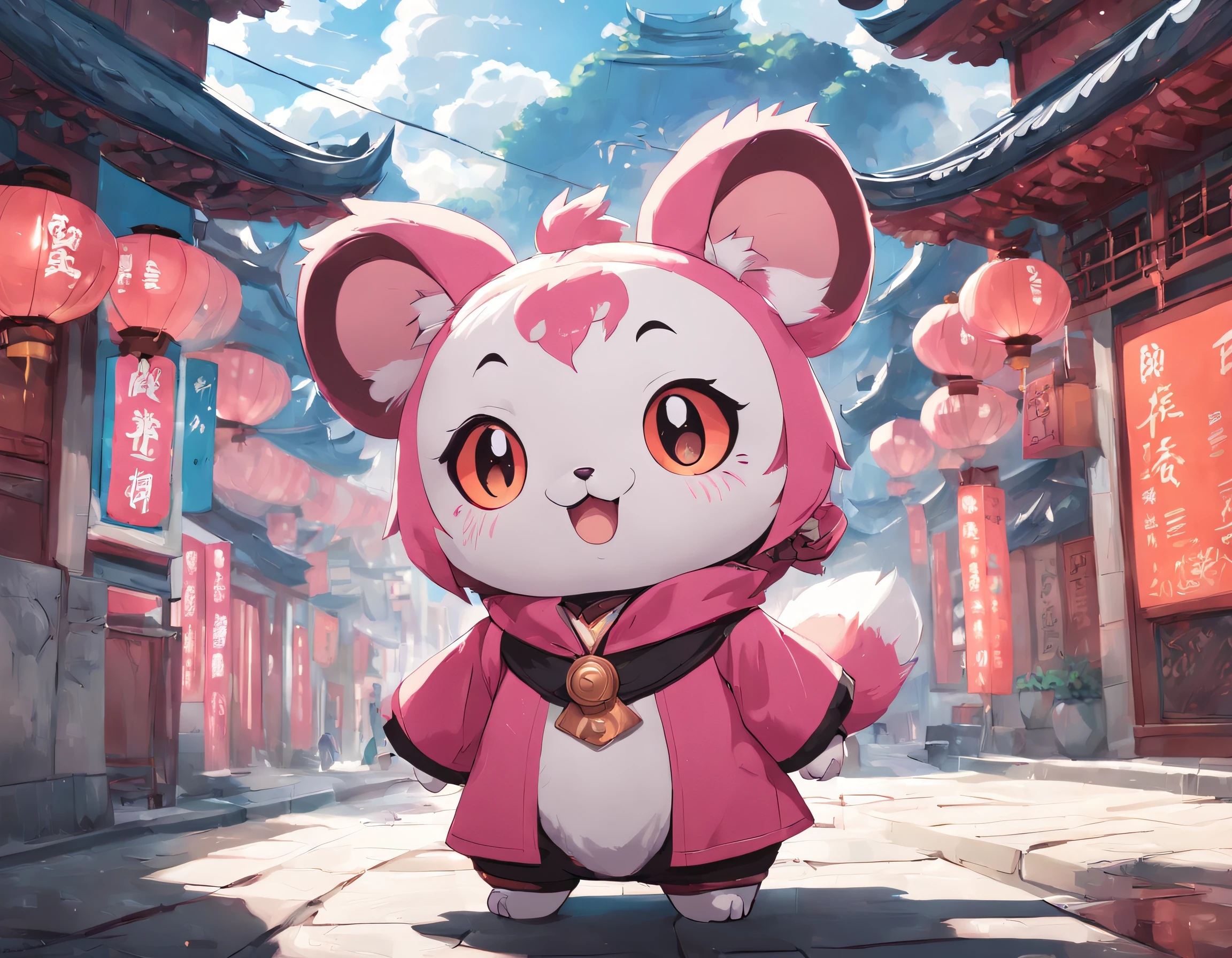 Pink mascot, with eight uprising cultural characteristics, distinctive characteristics, rich connotation Jiangxi city IP has unique creativity and design, in line with the characteristics of the times Cute image, great affinity and communication Cute little animals Furry, anime, contemporary art, UHD