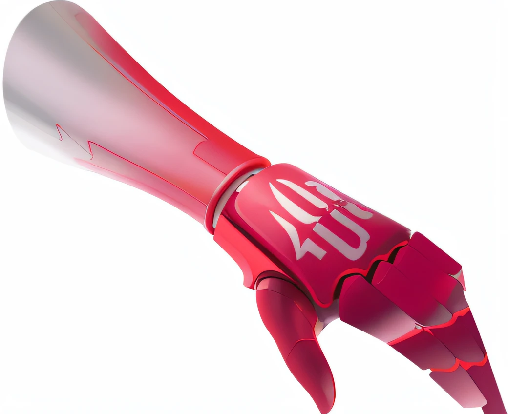 Close up of red hair dryer with white logo, aorta, arm, Left hand, In one hand, Created in Adobe Illustrator, A digital rendering, Stylized digital illustration, full-colour illustration, concept piece, artistic depiction, AAA graphics, made in adobe illustrator, Agfa photo, Digital illustration, artistation render, a digital rendering, Concept illustration