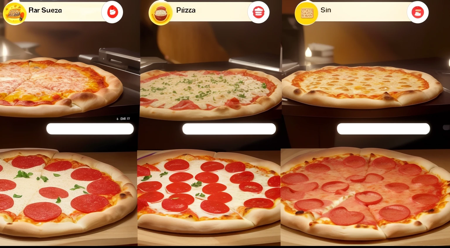 Close-up of a pizza game with many different faces, cooking pizza, game screens hot, game footage, pizza!, pizza pie, gameplay screenshot with ui, game ui, in game screenshot, IN - Screenshots of the game, presenting pizza, pizza universe, Freddie Fazbel's Pizzeria, game screenshot, game screenshot, in - game, in-game, thumbnail