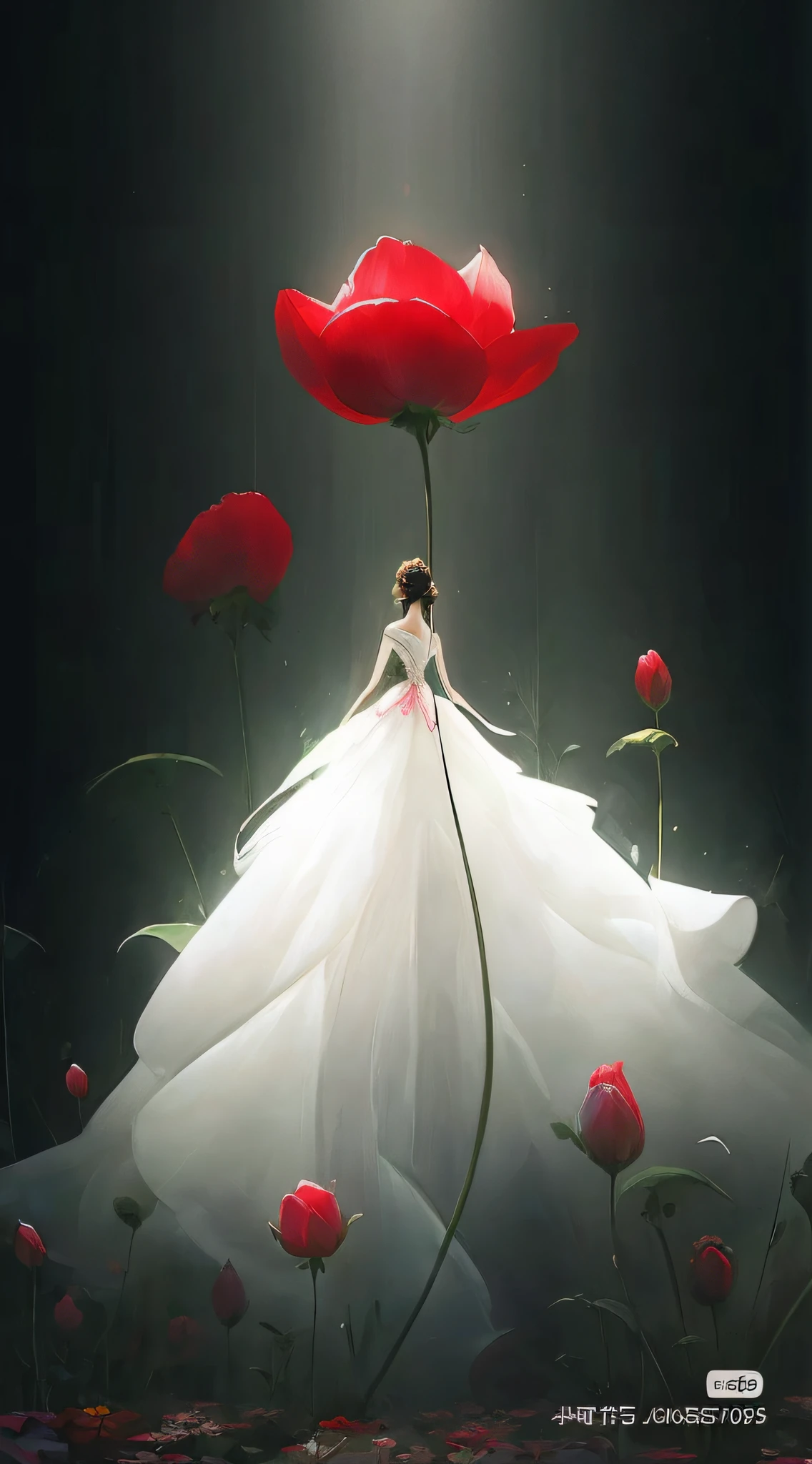 there is a woman in a white dress standing in a field of flowers, Beautiful digital artwork, Exquisite digital illustration, Beautiful digital illustration, A beautiful artwork illustration, digital art of an elegant, stunning digital illustration, inspired by Wadim Kashin, Very Beautiful Digital Art, elegant digital painting, inspired by Igor Kieryluk, beautiful digital art, lady with glowing flowers dress