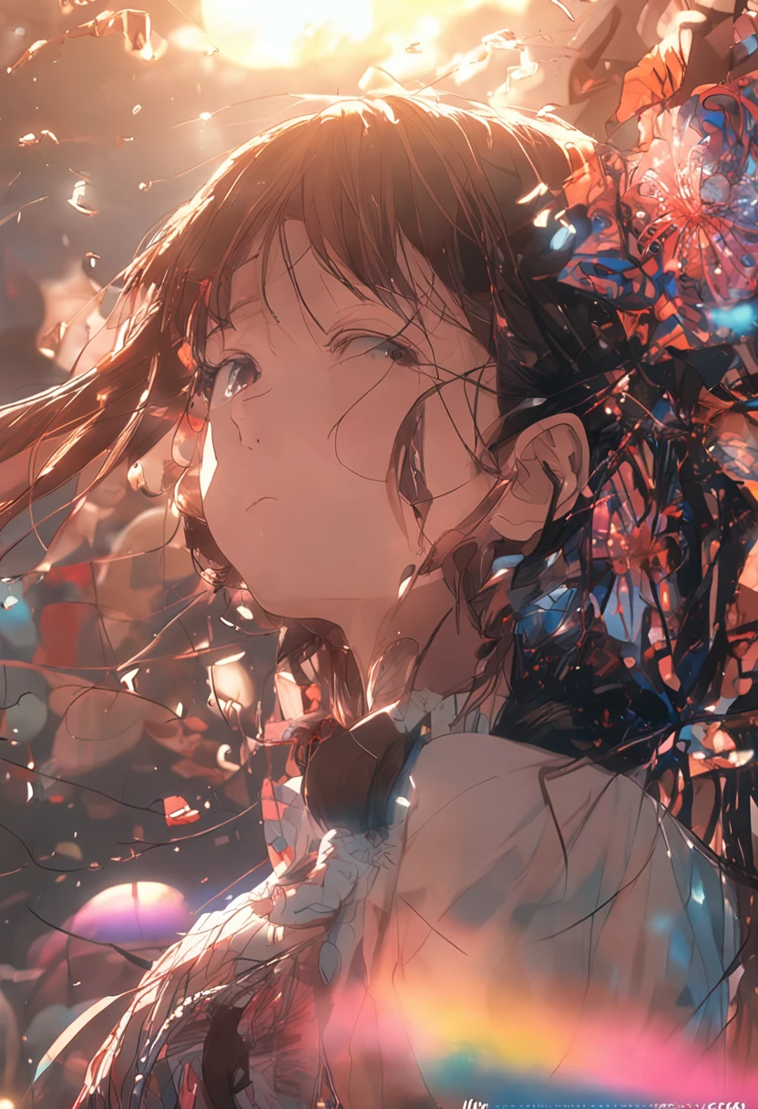 tmasterpiece,best qualtiy,cinematic Film still from,2girl,Cloud Girl,Floating in the sky,closeup cleavage,brightly,cheerfulness,Warm and soft lighting,the sunset,(spark of light:0.7)