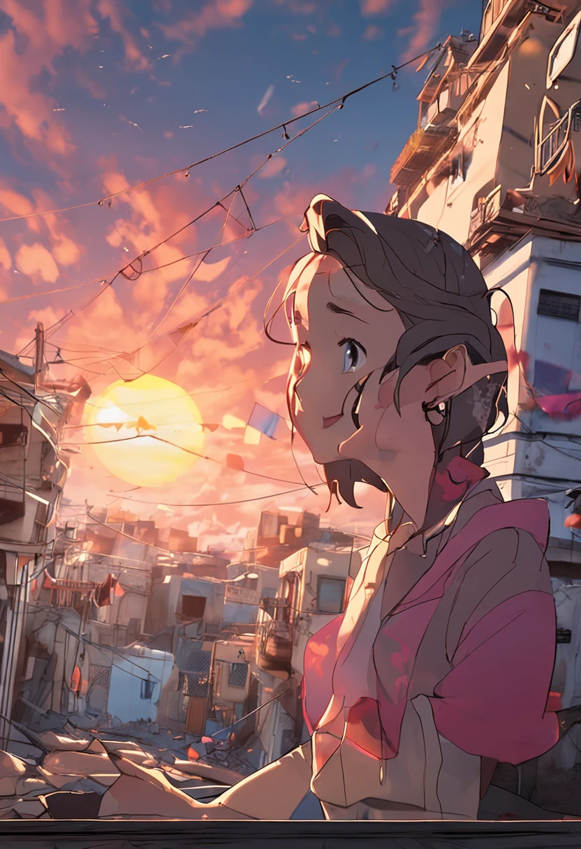 tmasterpiece,best qualtiy,cinematic Film still from,2girl,Cloud Girl,Floating in the sky,closeup cleavage,brightly,cheerfulness,Warm and soft lighting,the sunset,(spark of light:0.7)