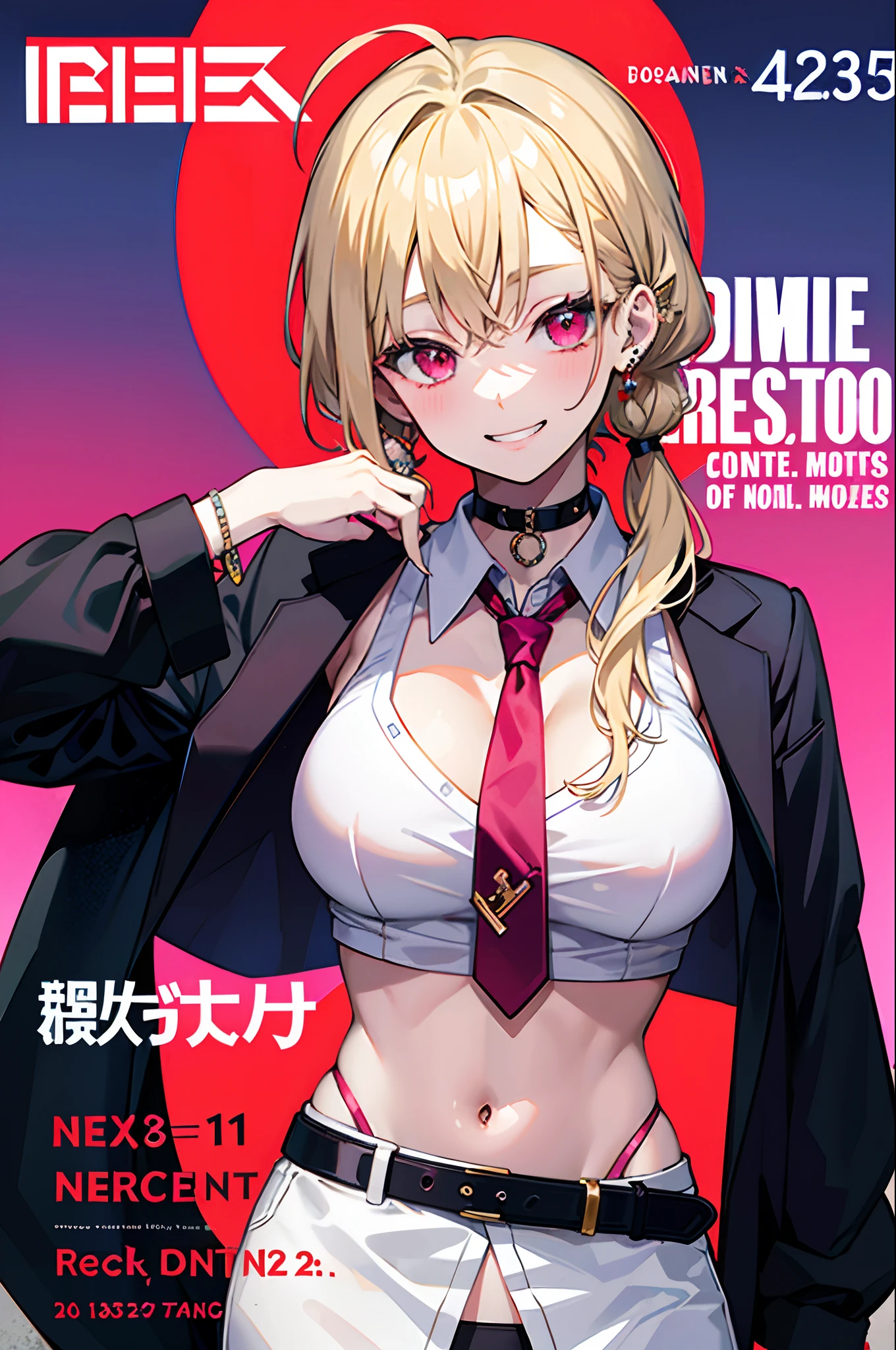 1girl, utsushimi kemii, boku no hero academia \\\\\ masterpiece, best quality, very aesthetic, absurdres, newest \\\\\\ slim body,///// by dodok,by nyantcha,cutesexyrobutts , by khyle,,//////light brown hair , cap, black catsuit . white background, simple background, dark brown eyes, zipper running down the middle, left slightly down to reveal her cleavage, magazine cover