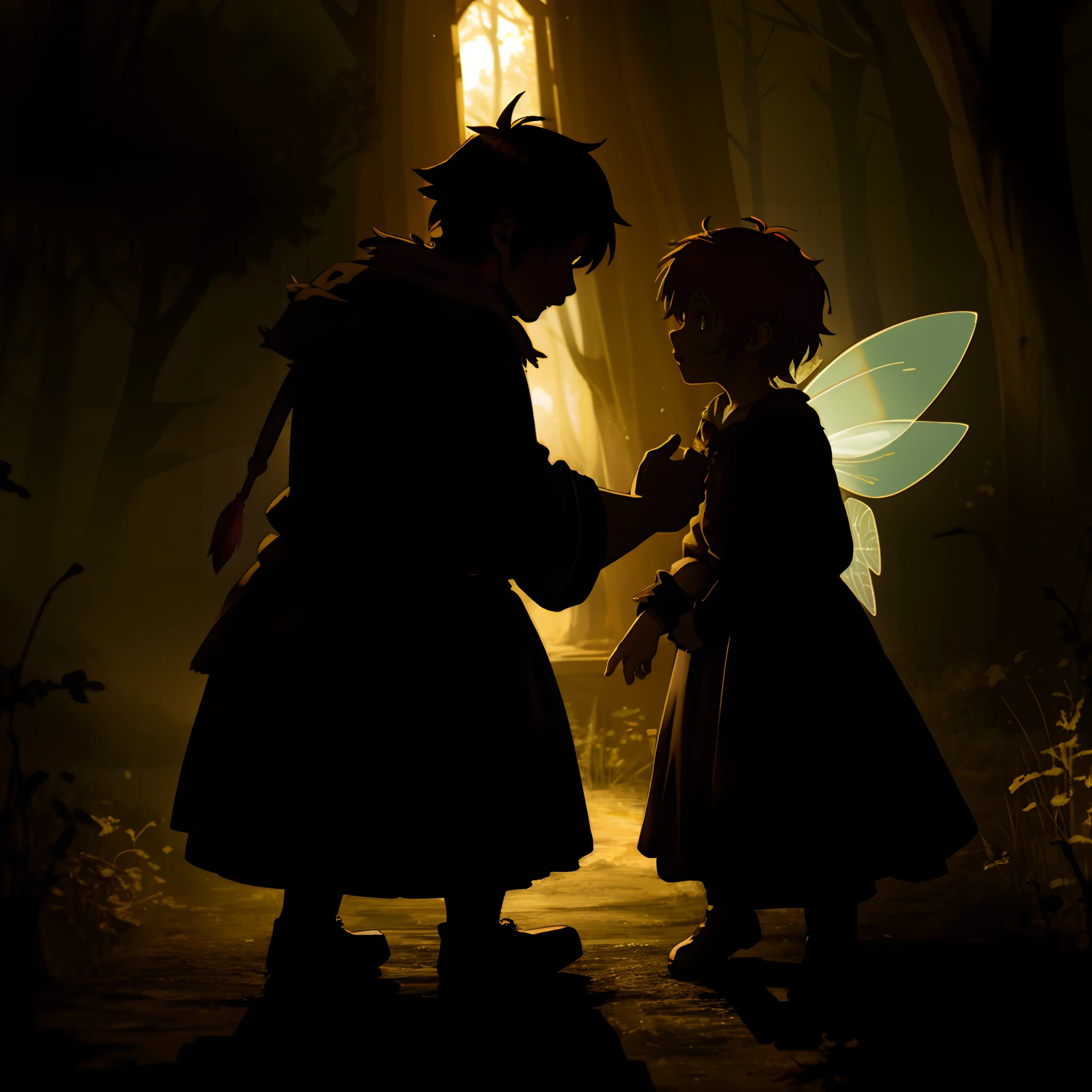 highres, paid reward available, unparalleled masterpiece, terrifying, fairy tale, Hansel and Gretel perfect anatomy, good lighting, volumetric lighting, cinematic shadow,
