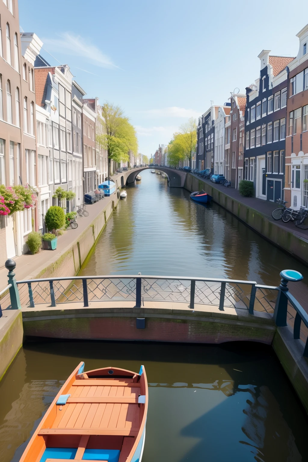 Boats docked on the water in front of a row of buildings, View of Amsterdam houses, Dutch houses along the river, amsterdam, Netherlands, Netherlands, canals, shutter inventory, beautiful high resolution, A Dutch masterpiece, dutchangle, stunning images, Beachfront house, city of pristine colors, building along a river, interesting background, travel, best on adobe stock, vibrant art