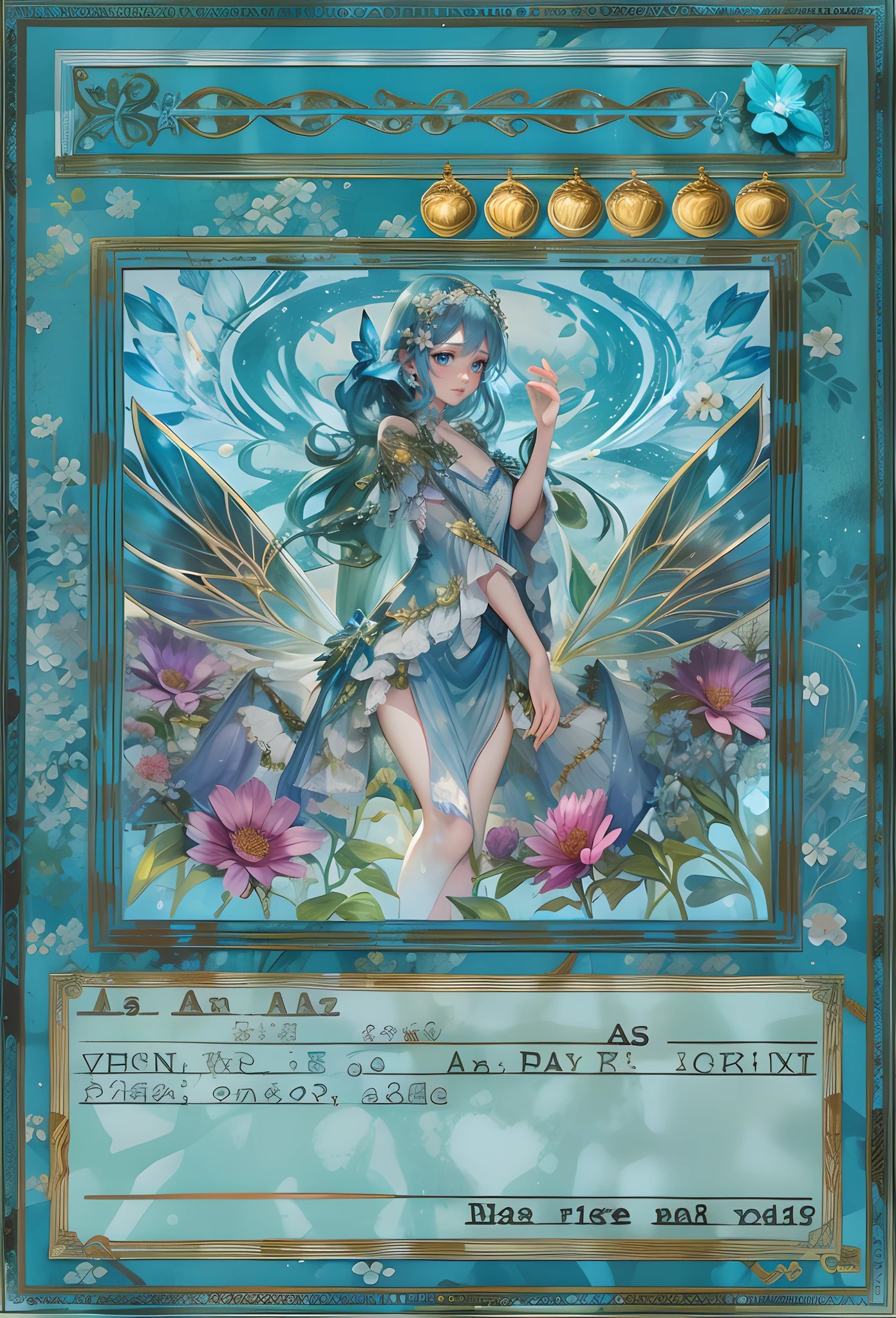 Draw as is,Blue Fairy,Broken flower border,Normal posture