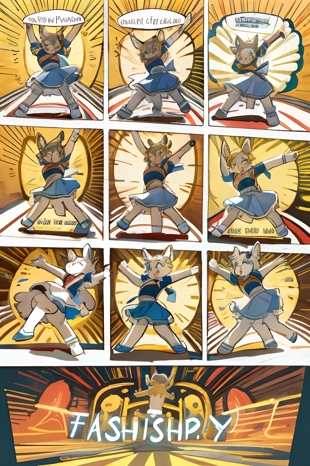 top quality, best quality, highres, masterpiece, super high resolution, detailed background(super cute rabit)audition scenes for the movie "Flashdance", dancing, flowing colorful ribbon, jumping, joyful smile, 6+boys, 6+girls, absurdres(highly detailed beautiful face and eyes)perfect anatomy, good lighting, cinematic shadow(kemono, furry anthro)assorted expressions, assorted poses, assorted angles, full body, upper shot, dynamic angle(girls comic-like panel layouts, speech balloon, English text, Hand-drawn sound effects stickers used in girls comic),