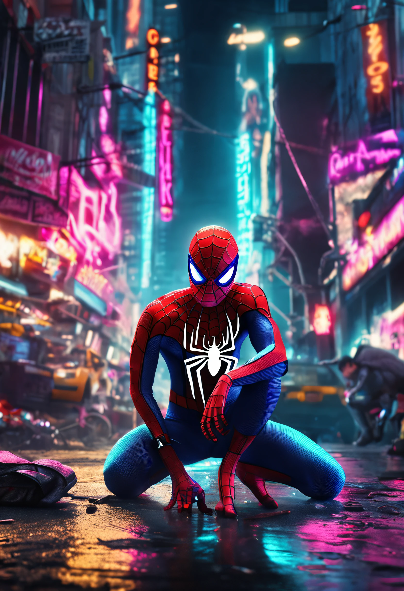 Spider-Man, Cyberpunk, 8k.