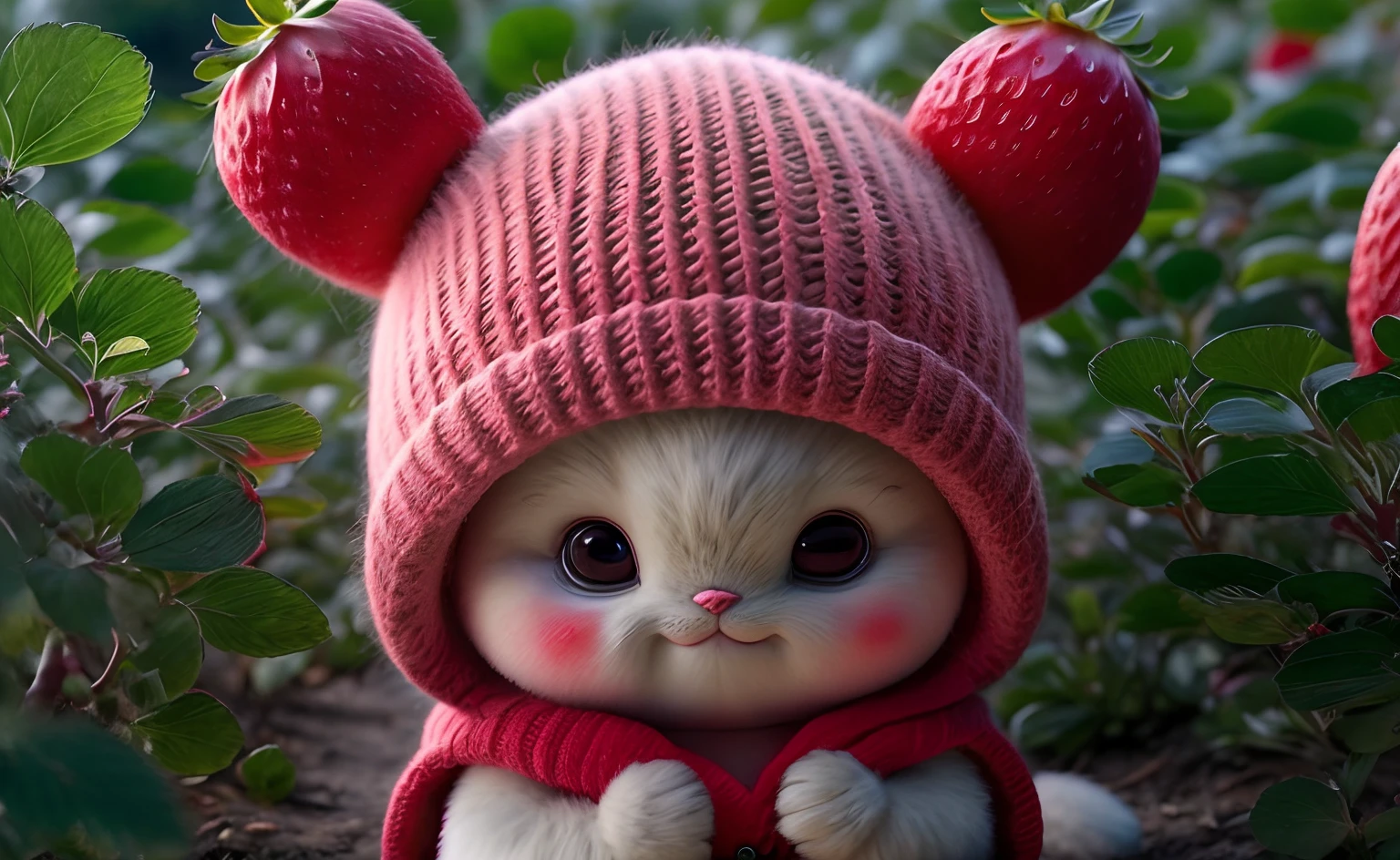: 3。Hareful、Real kei、hairy、Animals in clothes、Strawberries、apple、dark circles、watermelons、Thigh、food、fruit、full body Esbian、Hats、non-human、watermelons、Fruit forest in the background、From hat to ear