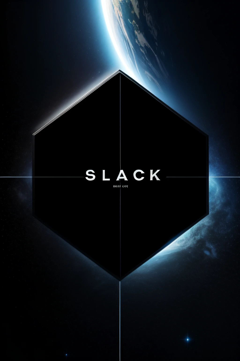 The black grid is text,This is evident in the center of the picture,Tech style,space backdrop,The category is the logo,See the Earth from space