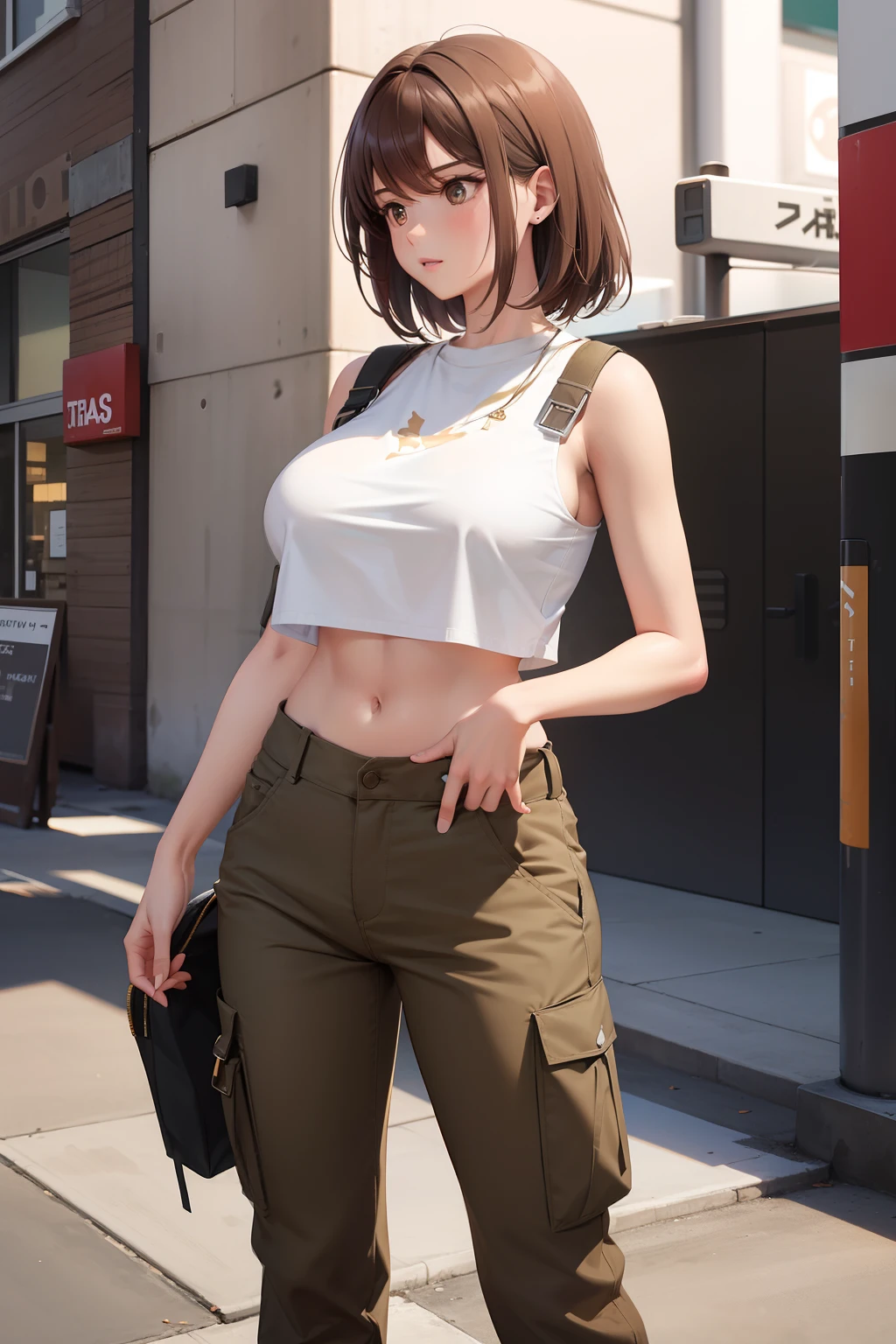 <lora:highleg_panties_v0.1:1>
1girl, highleg panties, white camisole,
cargo pants, camouflage,, masterpiece, best quality, highly detailed