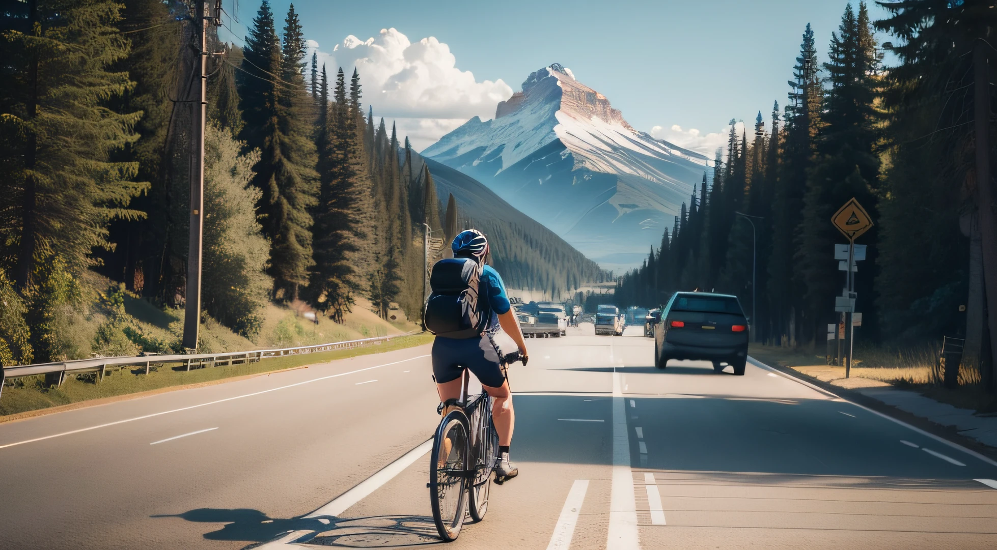 homem andando de bicicleta na montanha gelada
