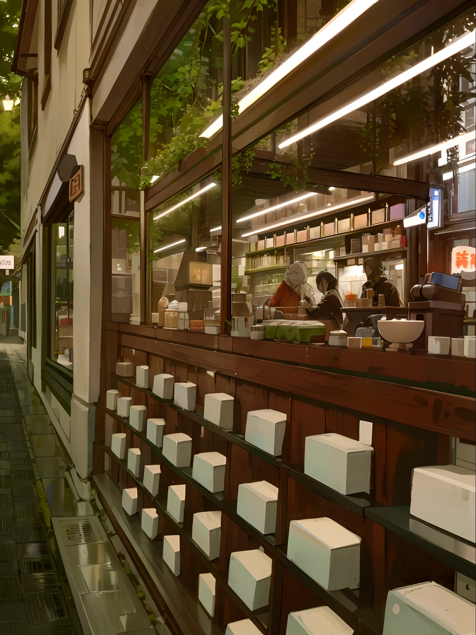 (tmasterpiece,best qualtiy),photore,If café,Wet streets,um dia ensolarado,Small shop,busy street,Nostalgia,hyper qualit,ultra - detailed