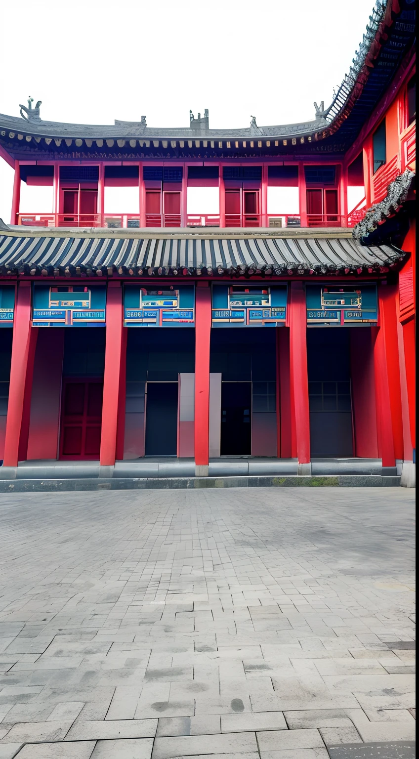 Empty square，Chinese style buildings，8k,photography of，high detal