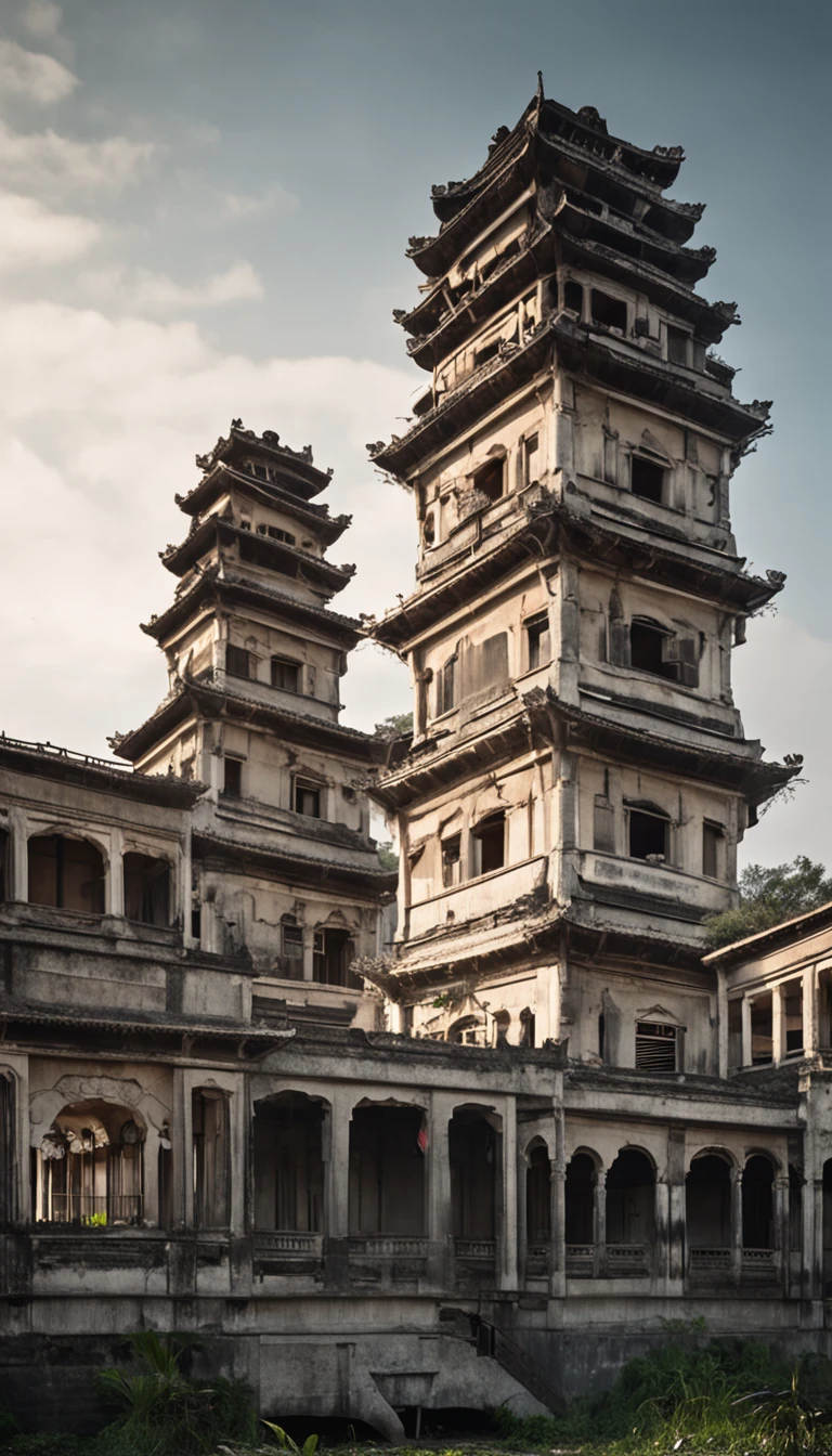 (masterpiece, heritage site, detailed:1.2), Kaiping Diaolou in China, (majestic fortress-like structures:1.1), intricate architecture, standing against time, UNESCO World Heritage, (blending East and West:1.2), historical significance, cultural fusion, panoramic view, (lush green surroundings:1.1), rice paddies, tranquil rivers, (traditional villages:1.2), centuries-old charm, ornate exteriors, (dappled sunlight:1.2), storytelling windows, engraved history, vibrant reds and blues, cultural legacy, immersive experience, capturing a slice of history.