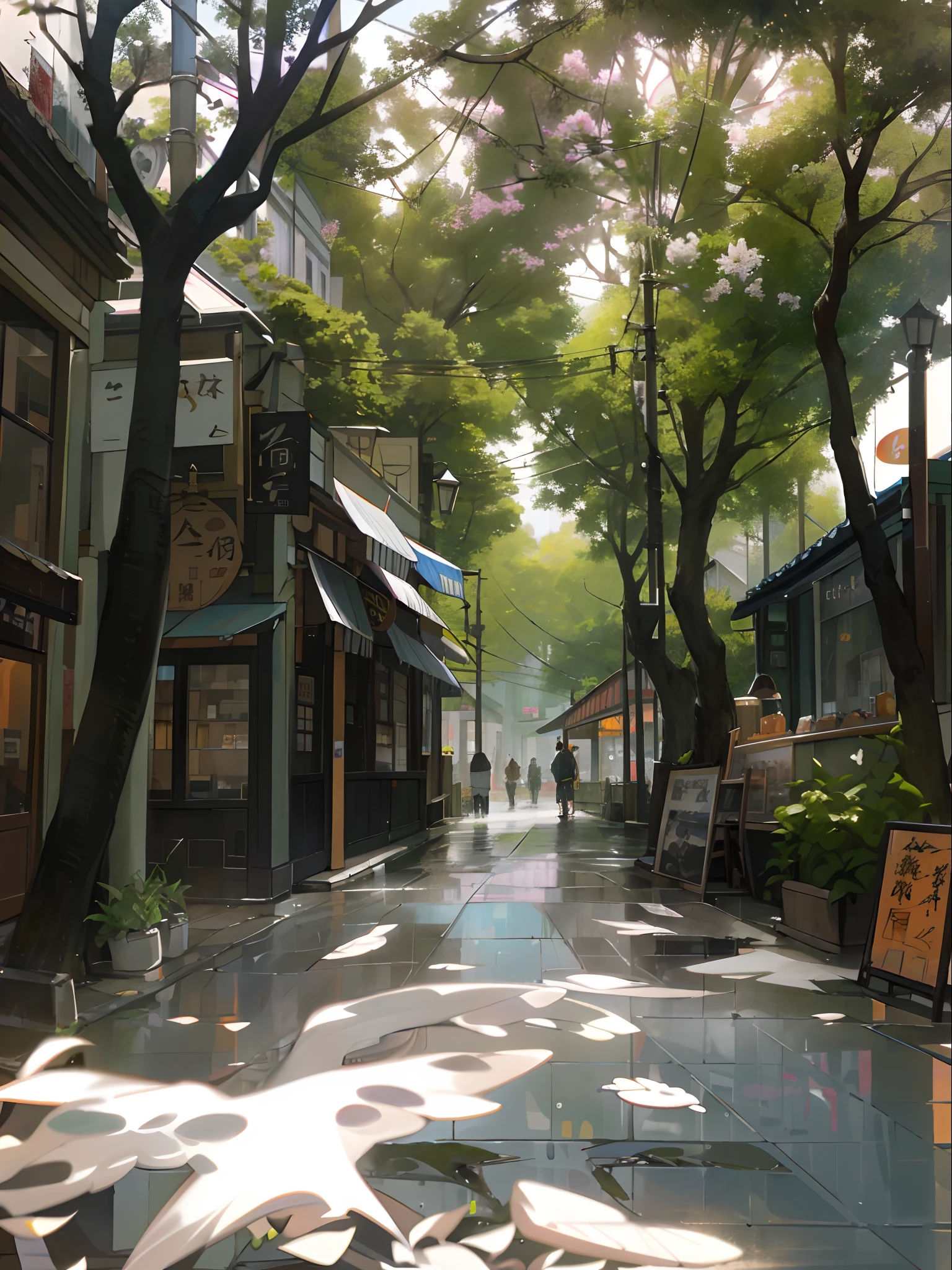 (tmasterpiece,best qualtiy),photore,If café,Wet streets,um dia ensolarado,Small shop,busy street,Nostalgia,hyper qualit,ultra - detailed
