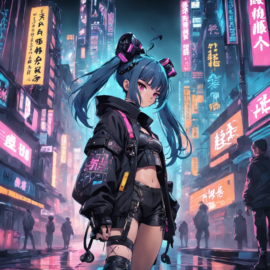 (masterpiece, best quality, high quality, highres, ultra-detailed), cyber sttyle girl, 1girl, solo, in nightclub ,bar, bare shoulders, mecha, cyberpunk, back,from behind,full body, BREAK, rainbow hair,long hair,