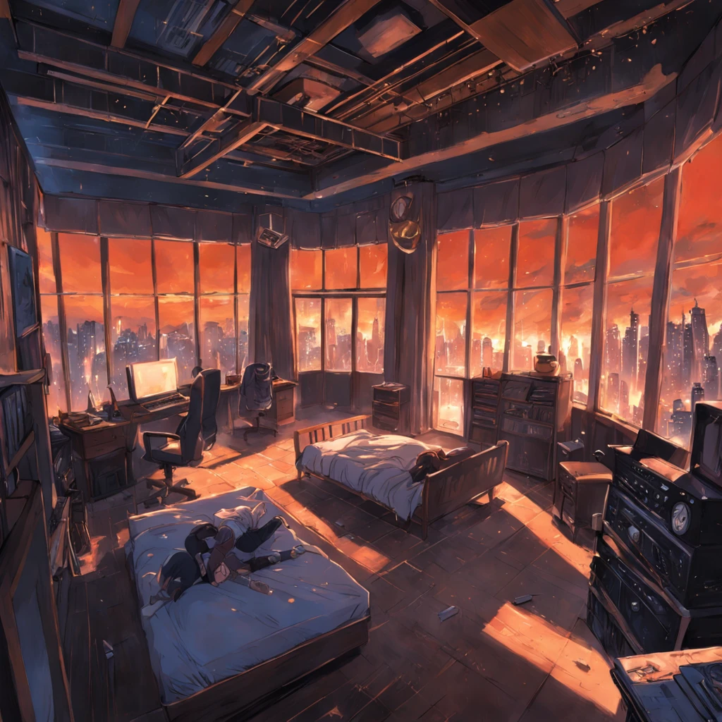 tmasterpiece,Realistis,Interior view of the room,(Doomsday City:3)