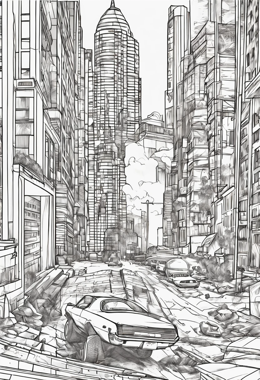 obra prima, melhor qualidade, 1 homem, spiderman, line art, nankin, Buildings, arte para colorir, corpo magro, pose dinamica