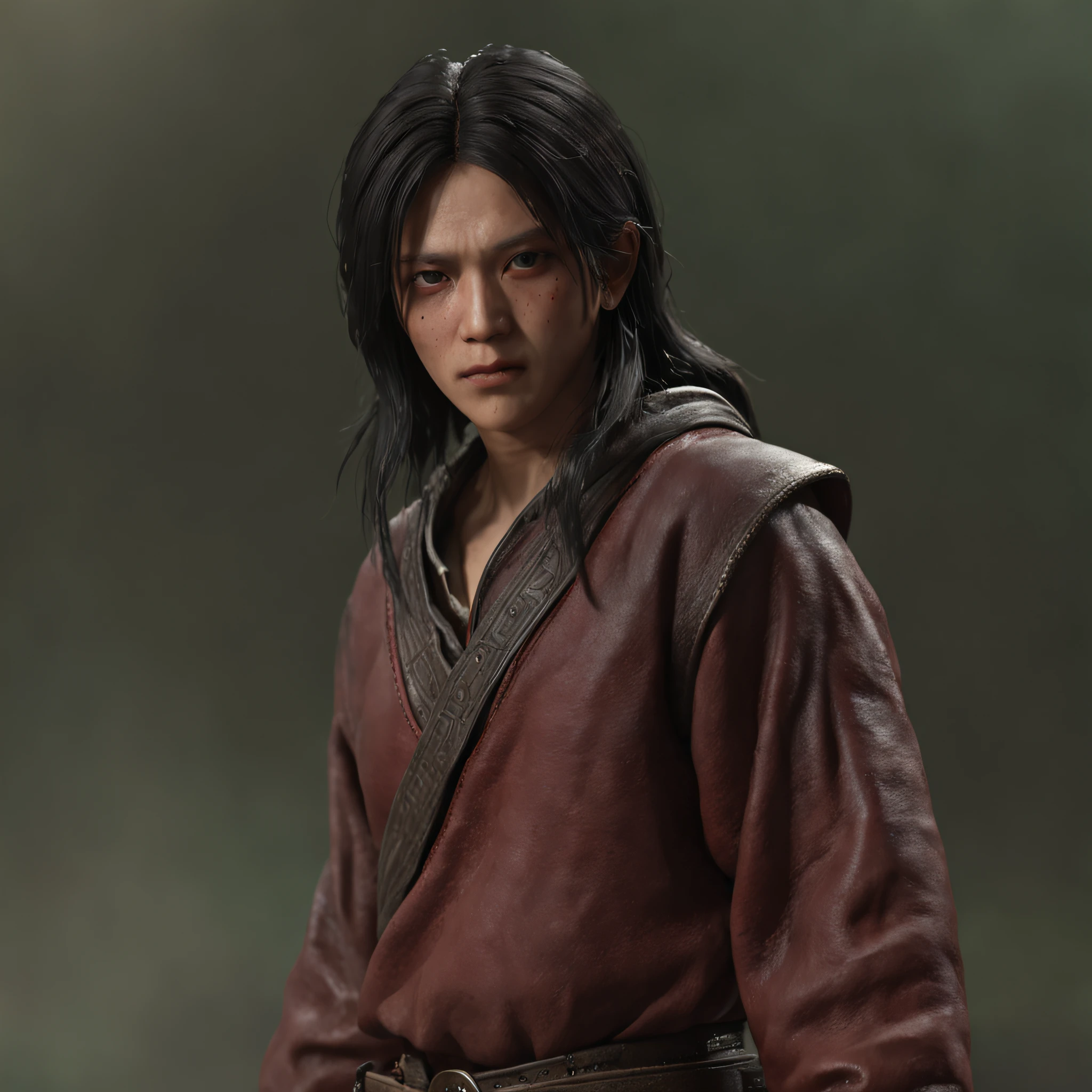 (professional 3d render:1.3) af (Realistic:1.3) most beautiful artwork photo in the world,Uchiha Madara, full body 8k unity render, action shot, skin pore, very dark lighting, heavyshading, Detailed, Detailed face, (vibrant, photograph realistic, Realistic, Dramatic, Dark, Sharp focus, 8K), (Old leather garments damaged by weathering:1.4), ((((Wear fur)))), (Intricate:1.4), decadent, (Highly detailed:1.4), Digital painting, rendering by octane, art stations, concept-art, smooth, Sharp focus, illustration, Art germ, (loish:0.23), wlop ilya kuvshinov, (Global illumination, Studio light, volumettic light), heavy rain, particles floating, lotr, fantasy, elf, full bodyesbian, ((Dark and ancient city background:1.3)),CGSesociety,art stations