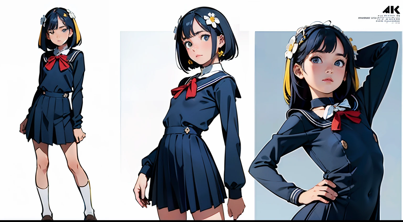 (superflat, flat shading, flat colors), masterpiece, best quality, booklet ad for Ikea bags, schoolgirl, text, loli, school uniform, (panties), posing watercolor